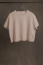 Cashmere-Pullover Cashmere Kurzarm hellgrau