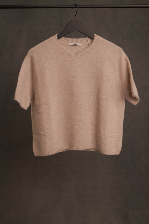Cashmere-Pullover Cashmere Kurzarm beige