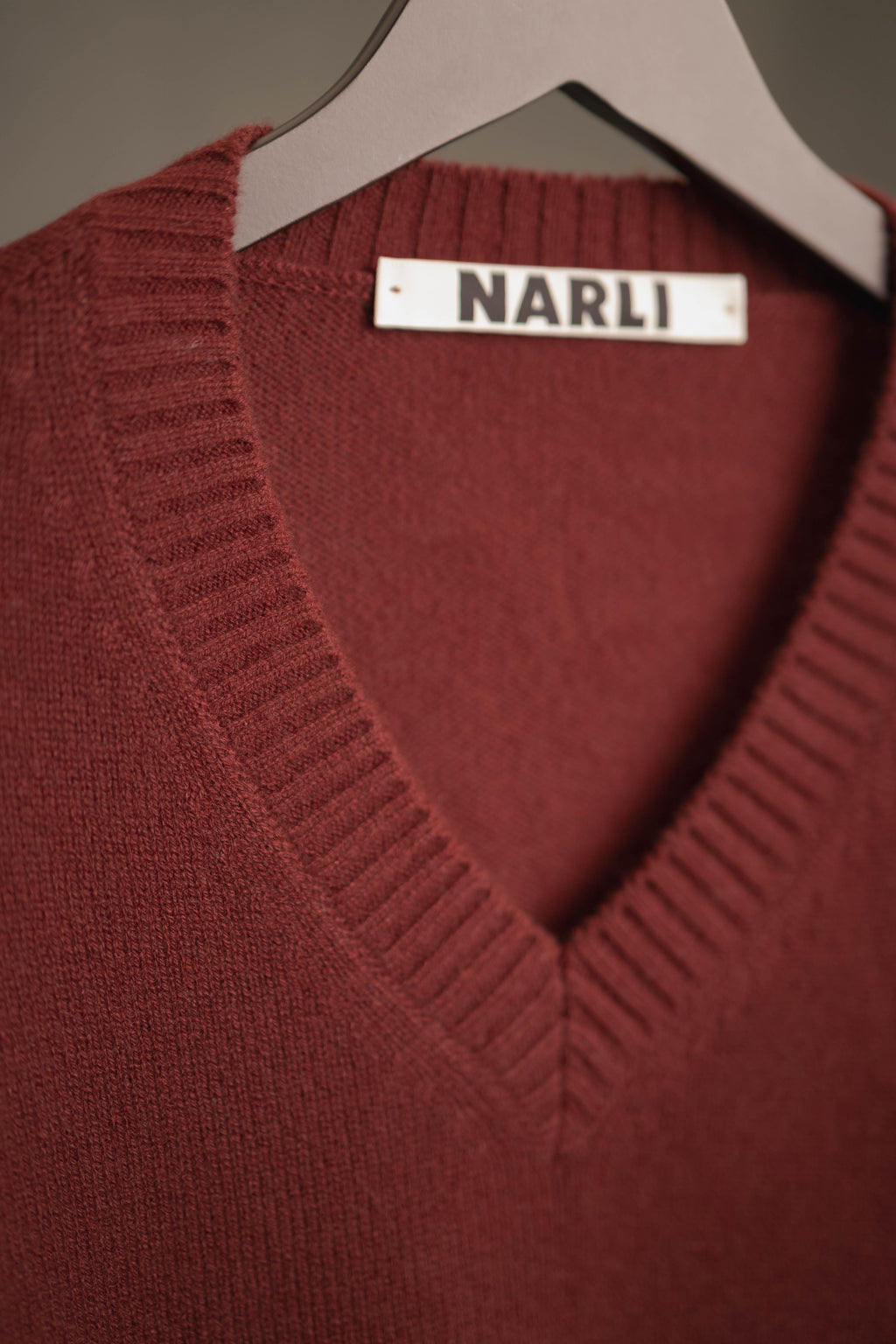 Oversize Strickpullover V-Ausschnitt bordeaux