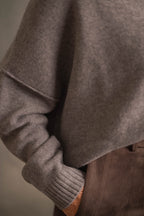 Oversize Strickpullover V-Ausschnitt grau
