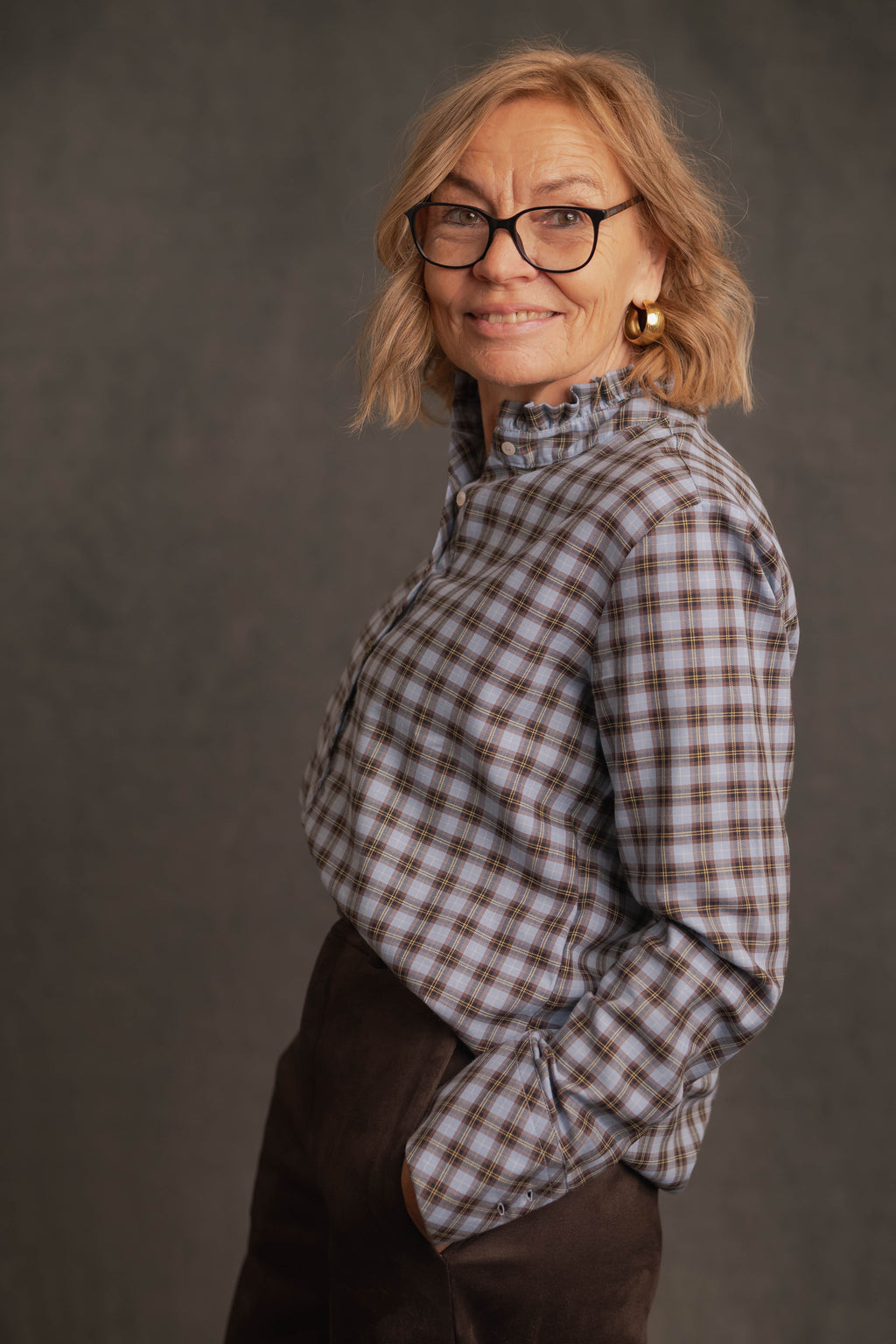 Hemdbluse Karo blau-braun