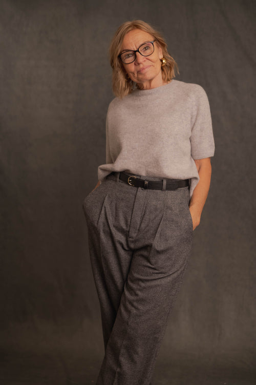 Cashmere-Pullover Cashmere Kurzarm hellgrau