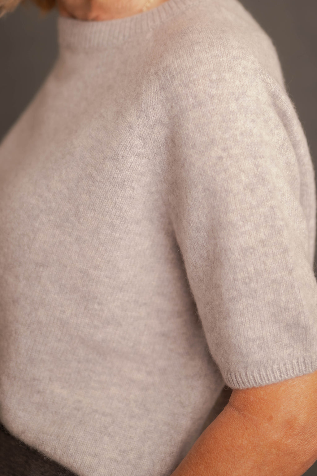 Cashmere-Pullover Cashmere Kurzarm hellgrau