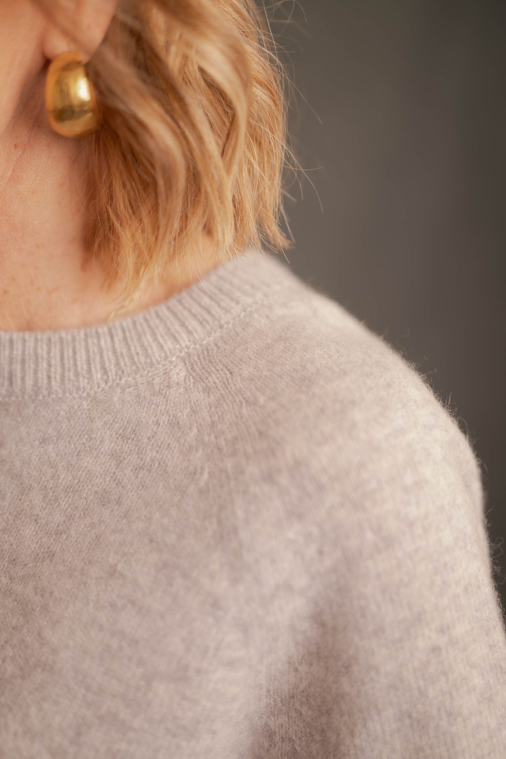 Cashmere-Pullover Cashmere Kurzarm hellgrau