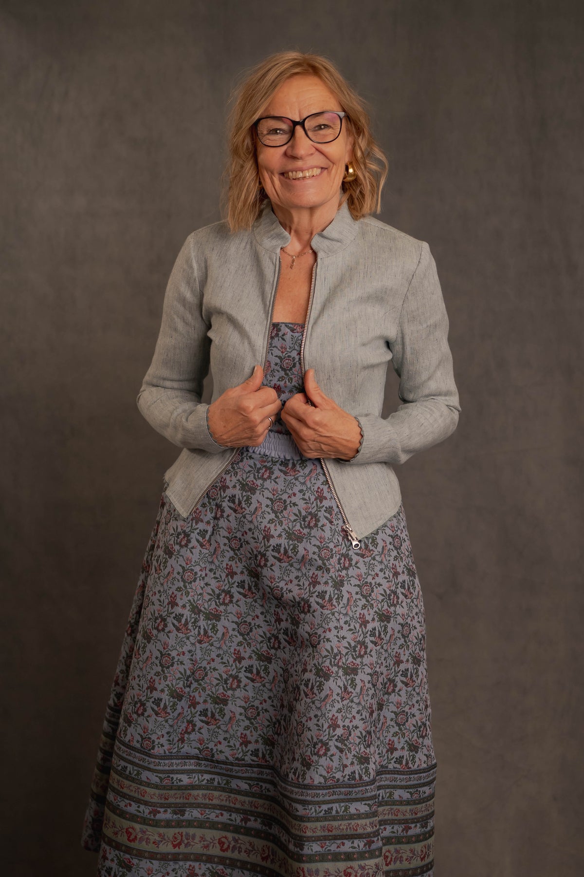 Jacke LENA in Leinen türkis
