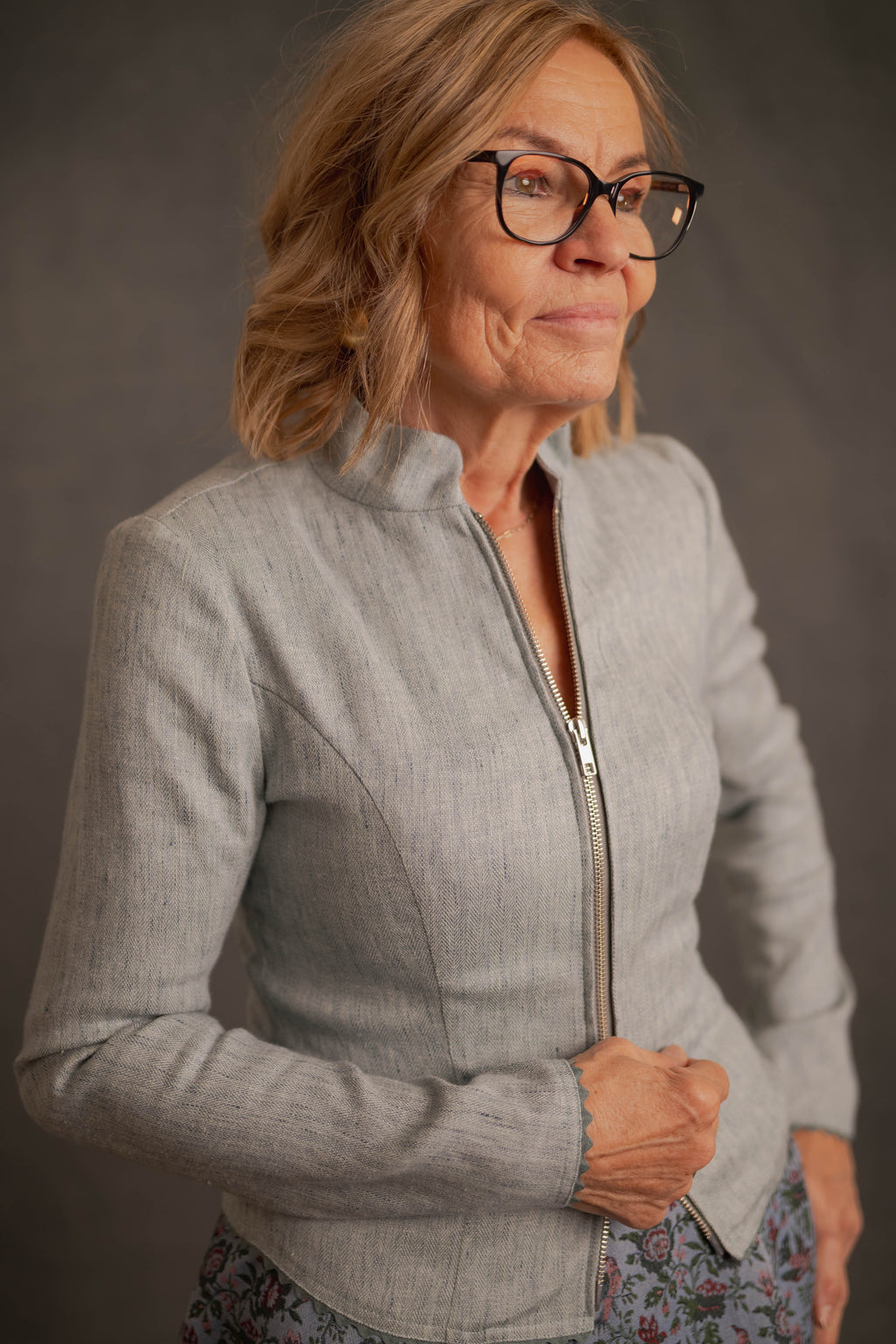 Jacke LENA in Leinen türkis