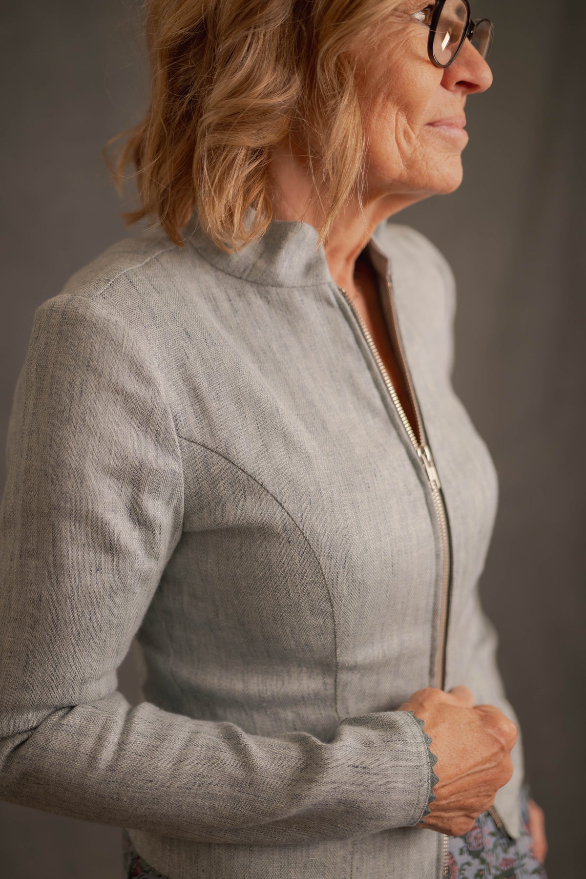 Jacke LENA in Leinen türkis
