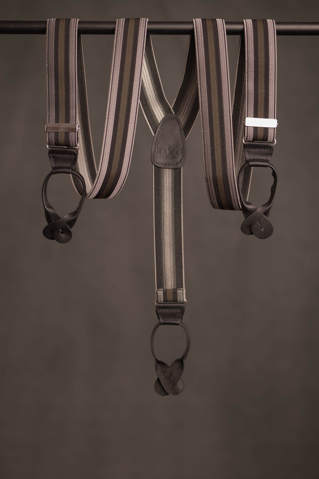Elastischer Hosenträger braun/grau/schwarz