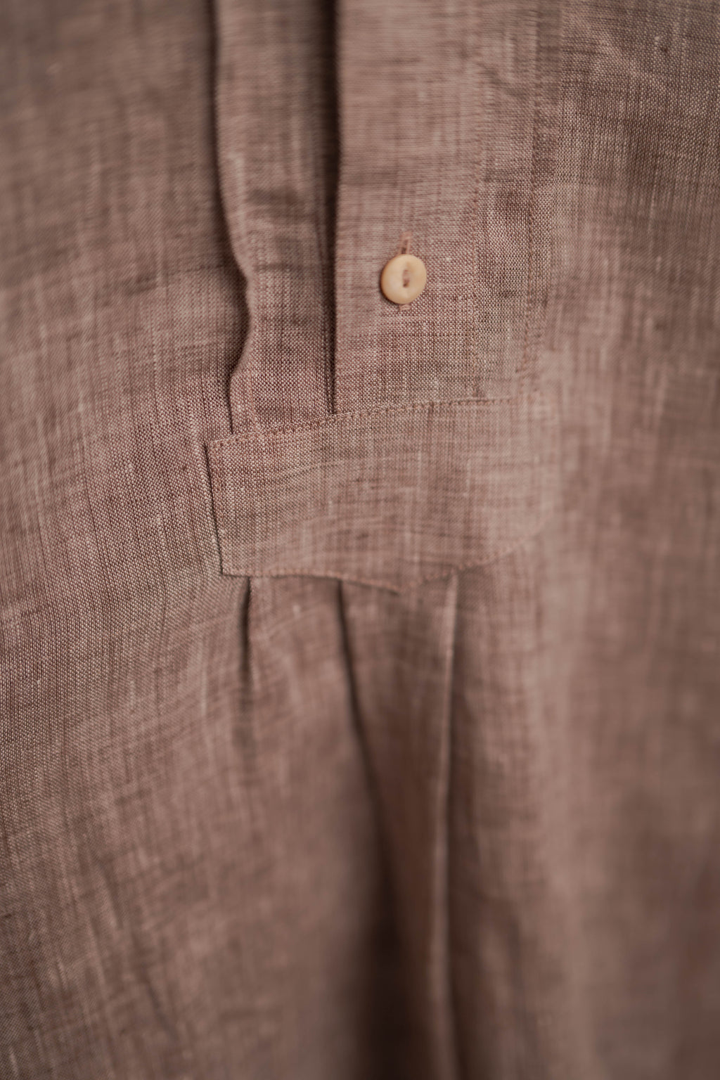 Stehkragenhemd LUIS hellbraun/beige Leinen