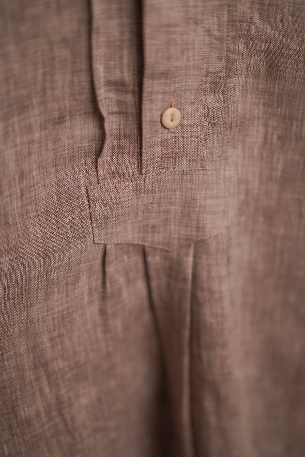 Stehkragenhemd LUIS hellbraun/beige Leinen