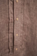 Stehkragenhemd LUIS hellbraun/beige Leinen