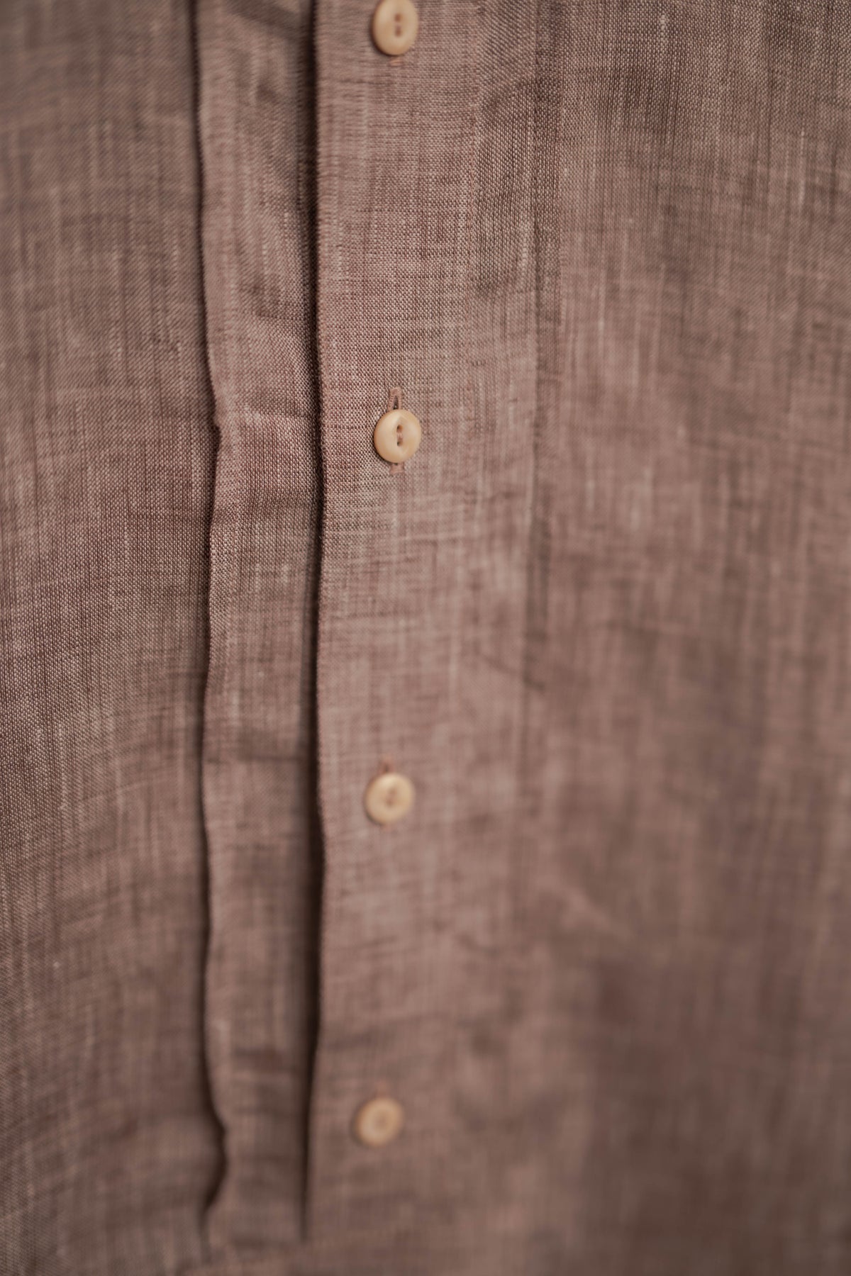 Stehkragenhemd LUIS hellbraun/beige Leinen