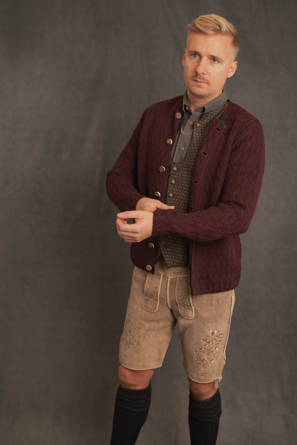 Strickjacke Eustachius feigenrot