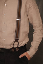 Elastischer Hosenträger braun/grau/schwarz