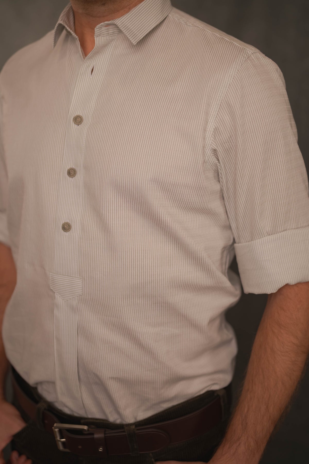 Liegekragen Hemd MAXI grün/weiß - Streifen