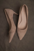 Veloursleder Pump in steel/hellgrau