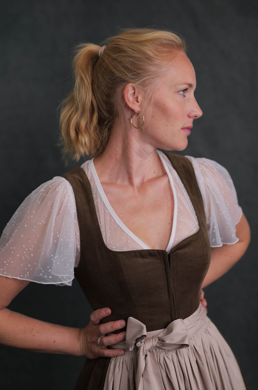 Dirndlbluse Tupfentüll