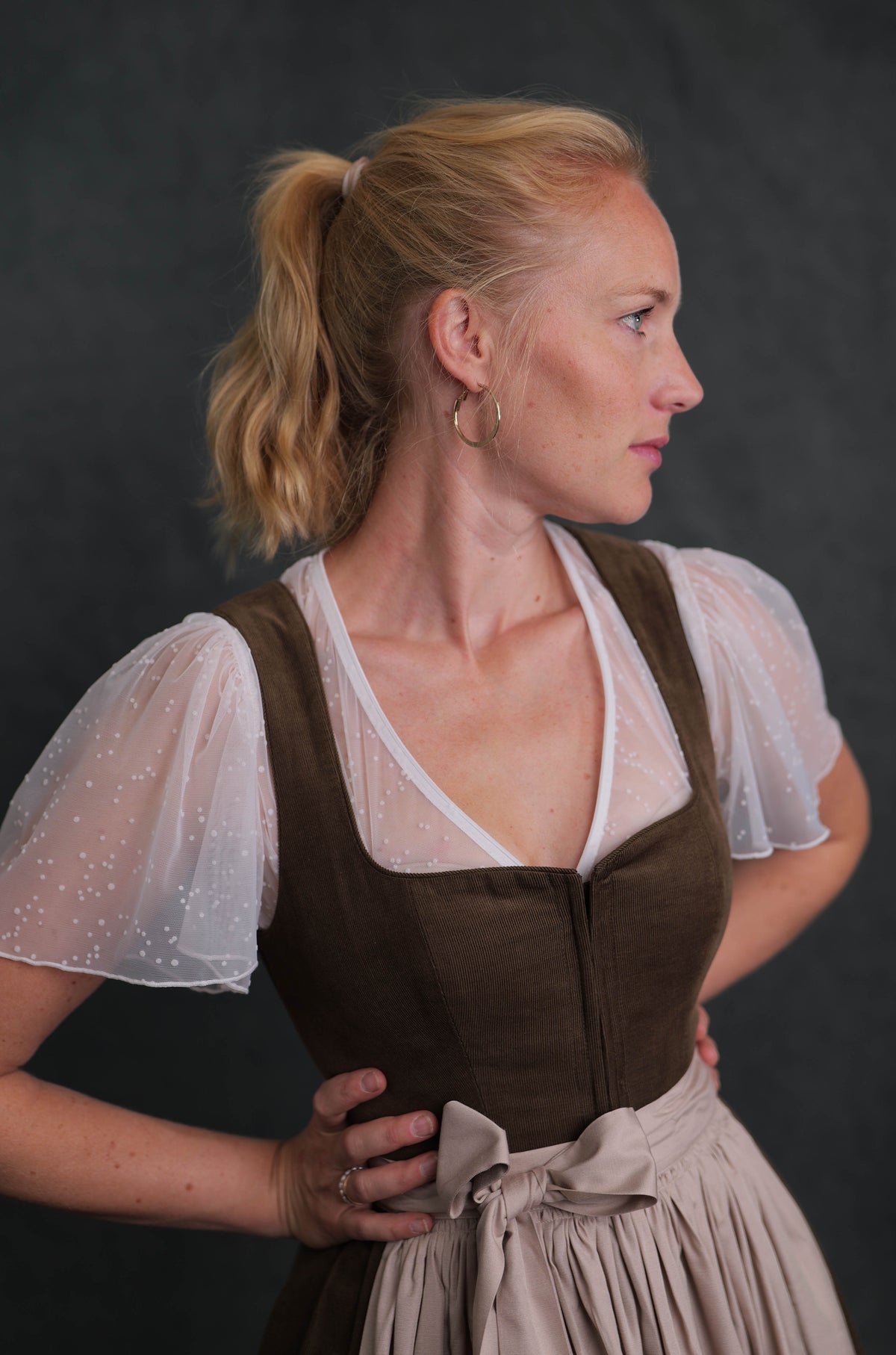 Dirndlbluse Tupfentüll